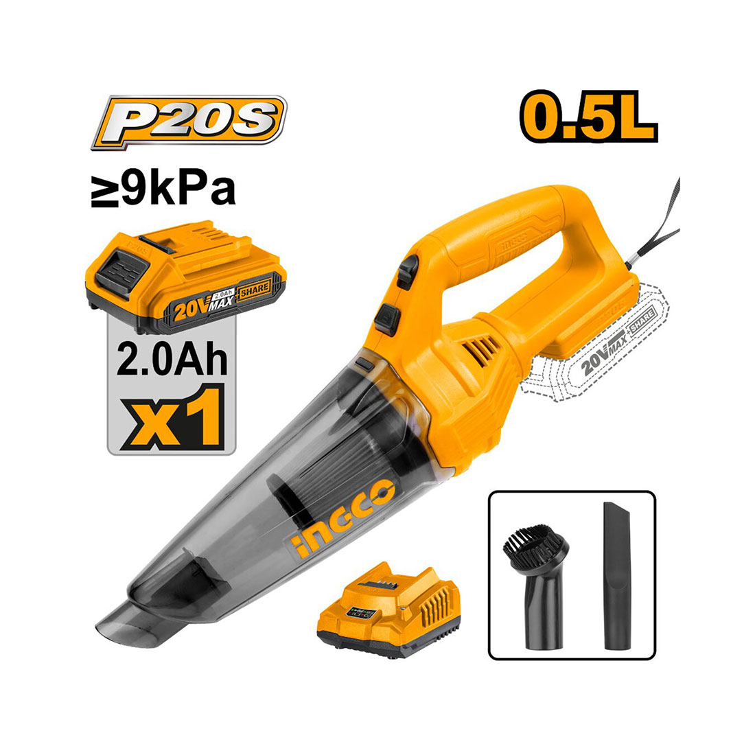 UN18024 Aku mini usisavač 20V 0,5L CVLI20126