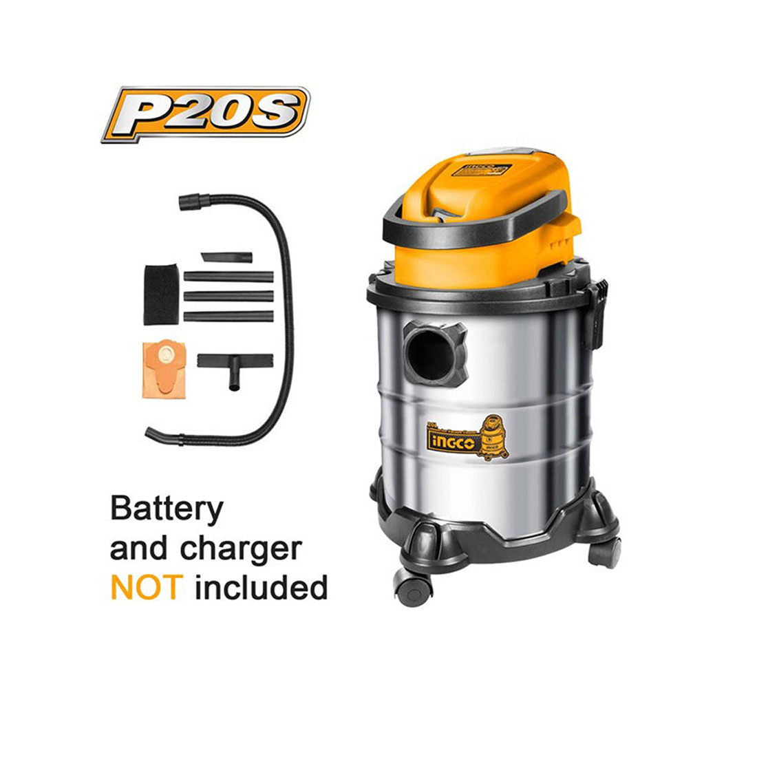 UN17762* Aku usisavač 20V/20L/8kPa CVLI2005E INGCO (bez bat)