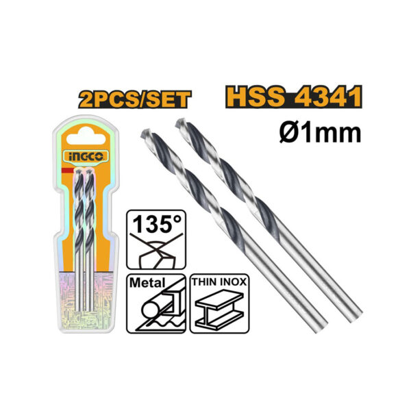 UN18031 Svrdlo HSS 1mm - 2kom set DBT1200014 INGCO DIN 338