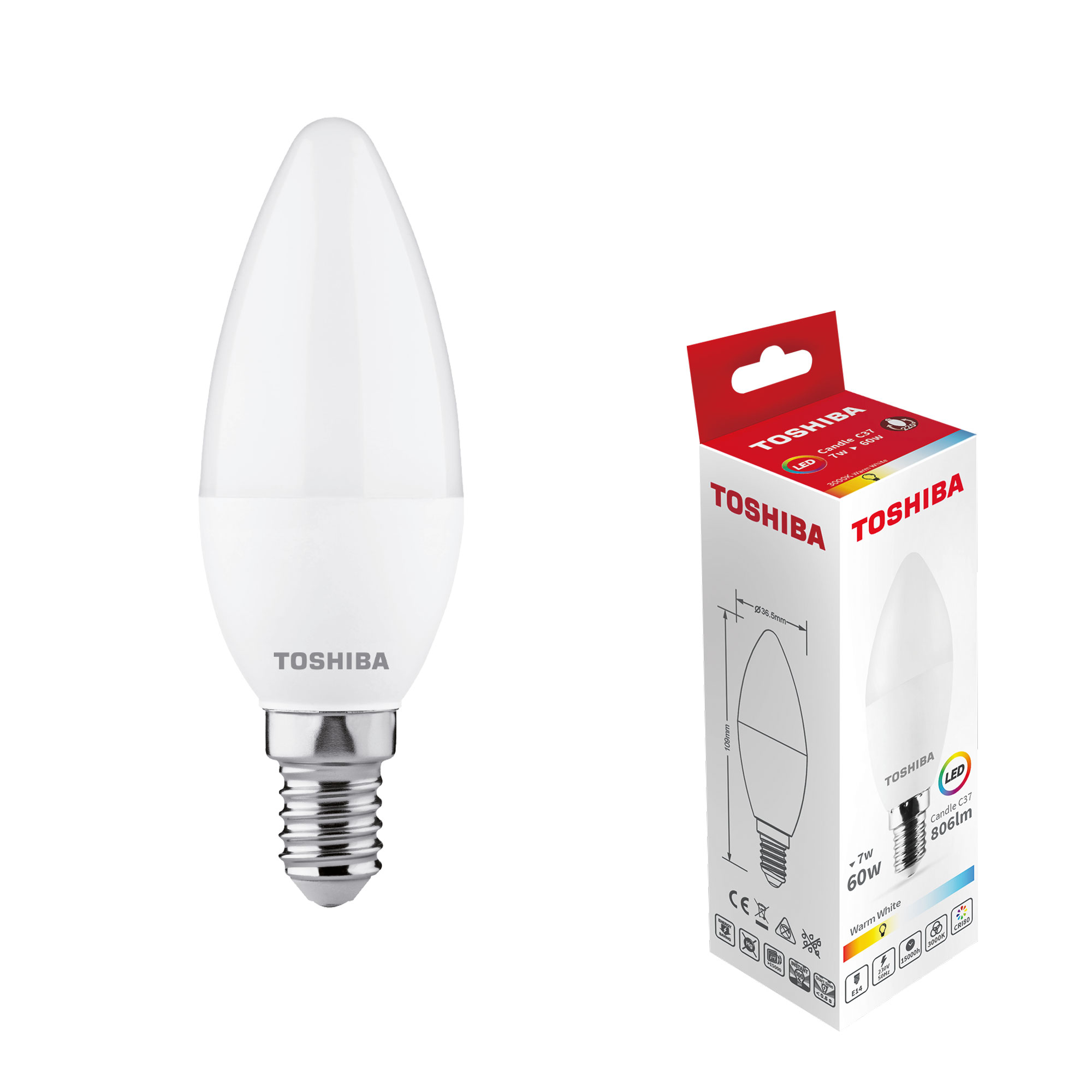 UN18213 LED E-14 7W C37 3000K TOSHIBA