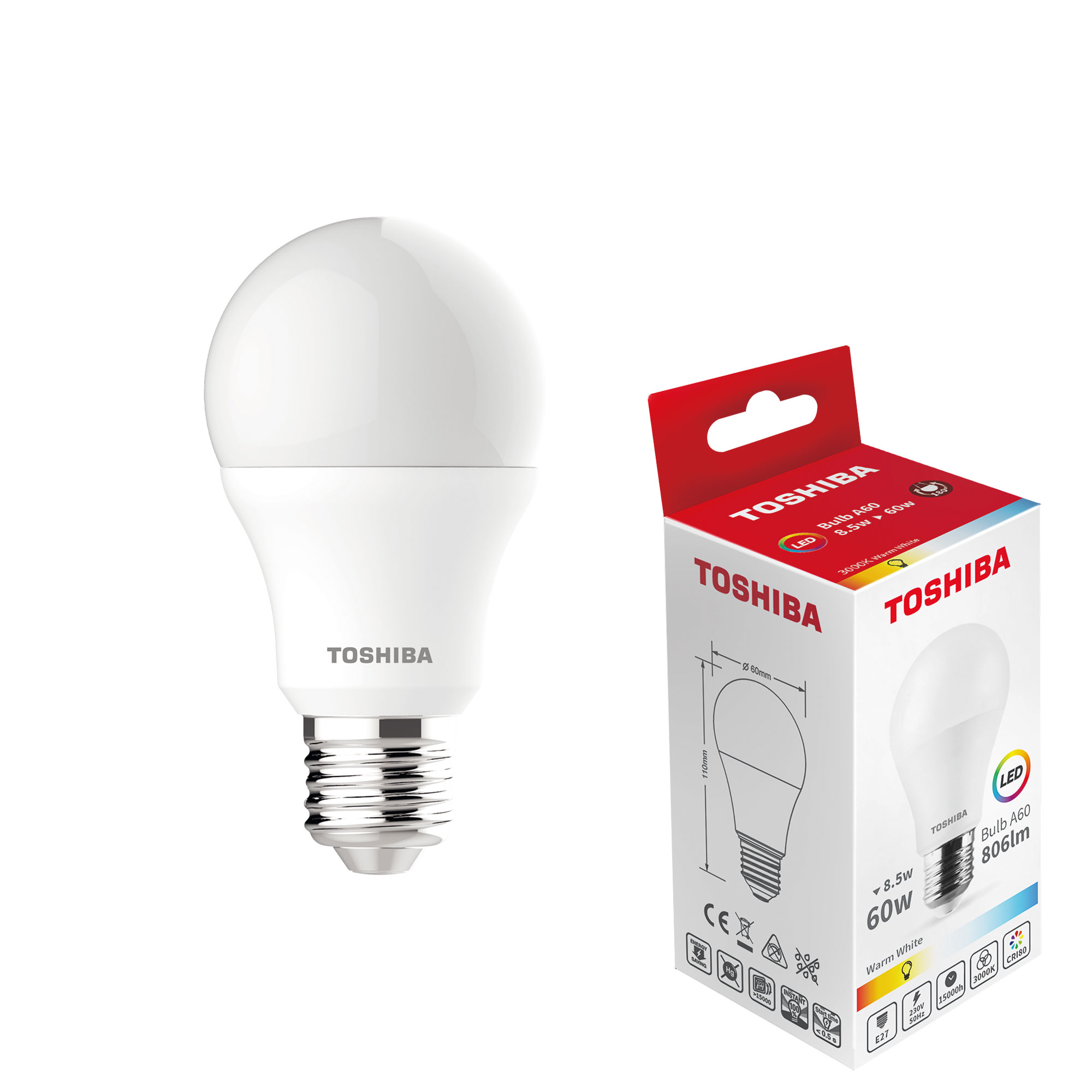 UN18205 LED E-27  8.5W A60 3000K TOSHIBA