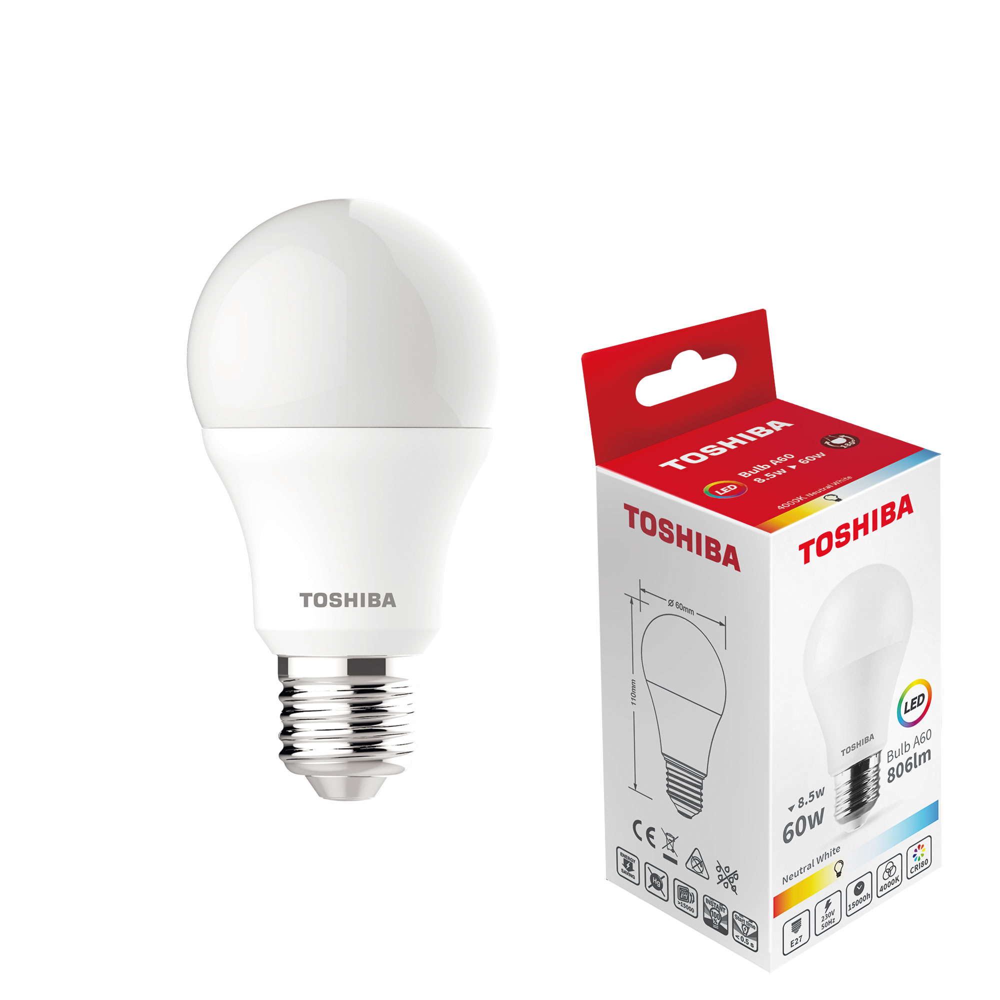 UN18206 LED E-27  8.5W A60 4000K TOSHIBA