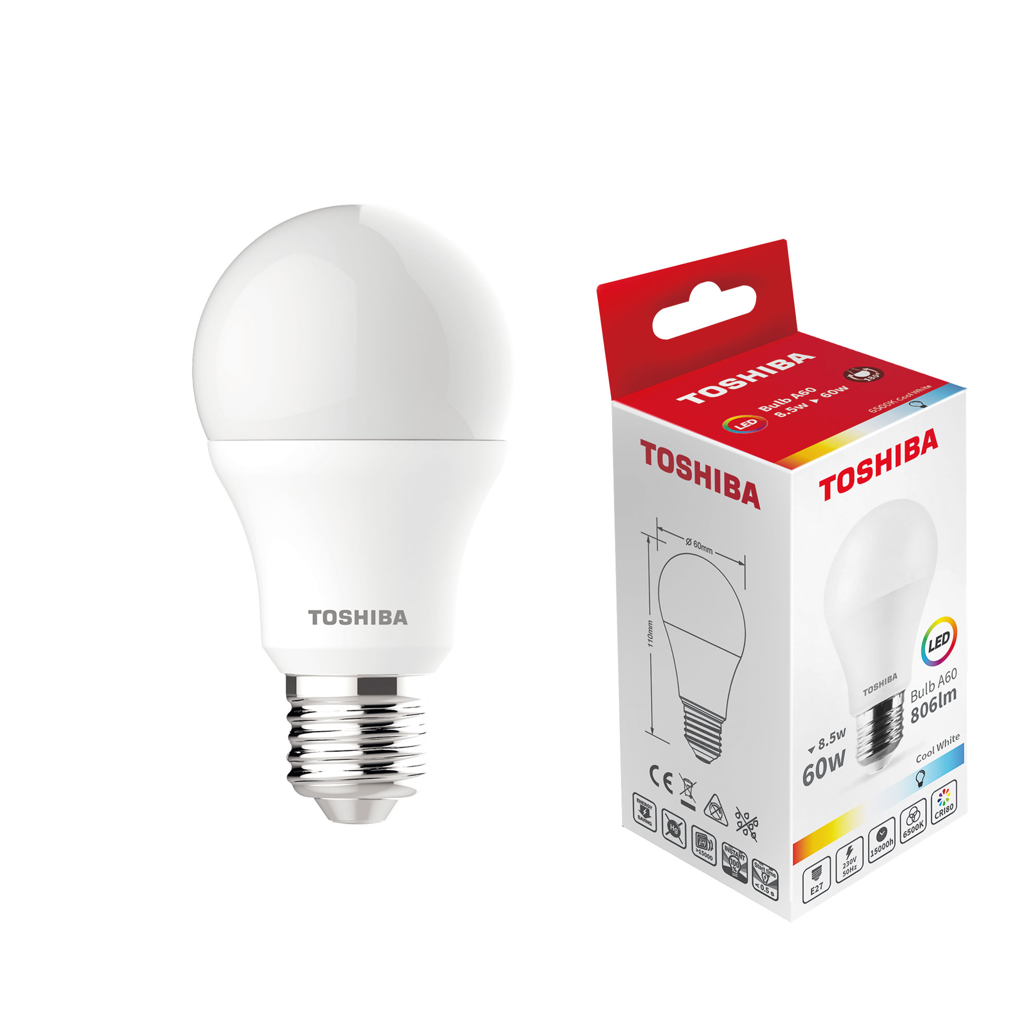 UN18207 LED E-27  8.5W A60 6500K TOSHIBA