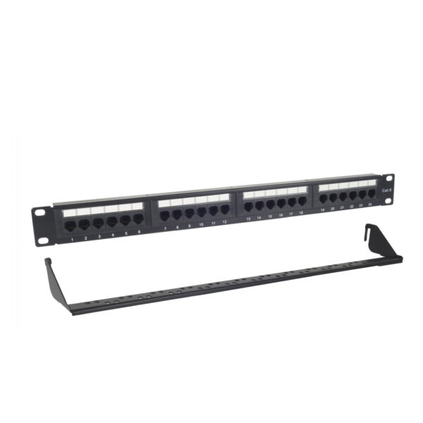 UN17201 Patch panel 24port 1U 19" Cat6 UTP/str. nosać