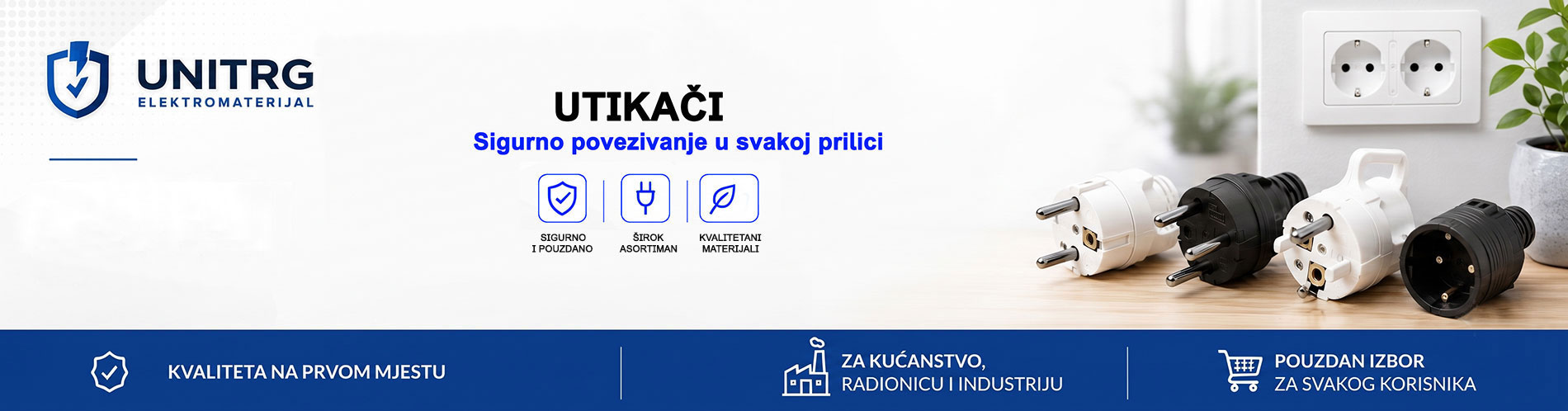 Utikači za električne instalacije – šuko, gumeni i ravni utikači | Unitrg