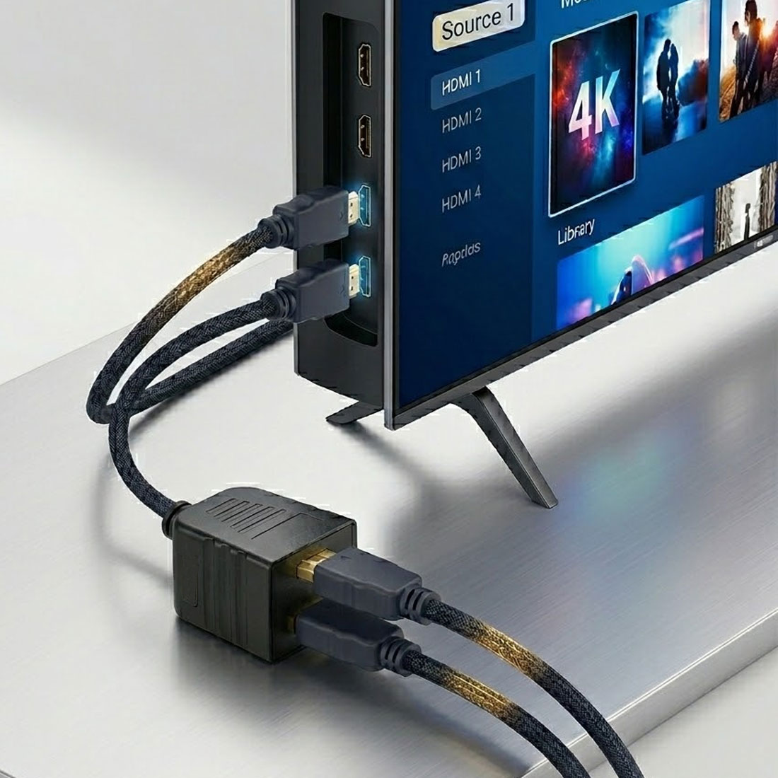 UN16047 HDMI Kabel Adapter 1080p M-2xŽ 25cm