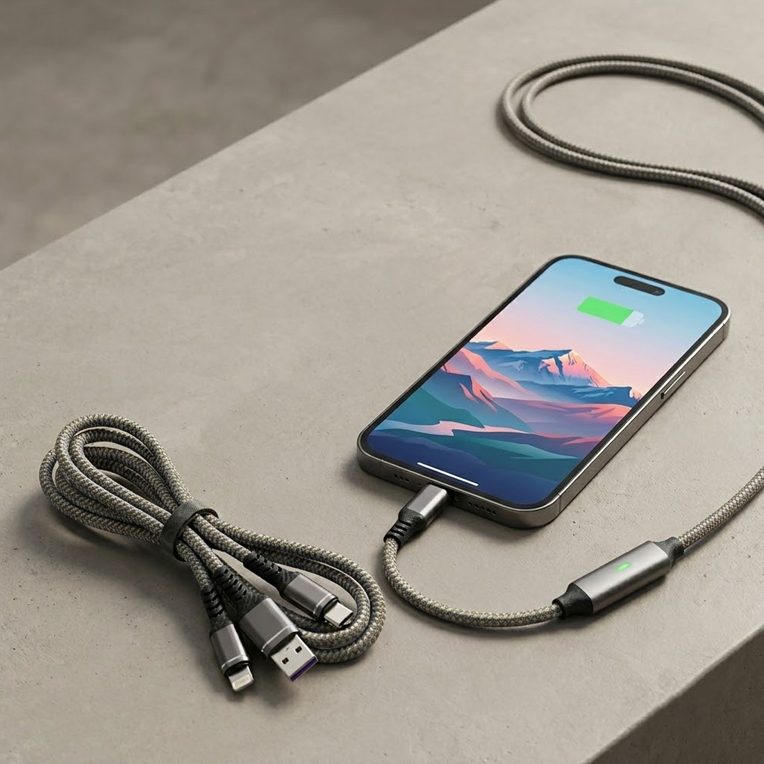 UN17959 Kabel USB B(M) 3in1 iPh/C/mikro USB B (M) 5V 3A fast charging