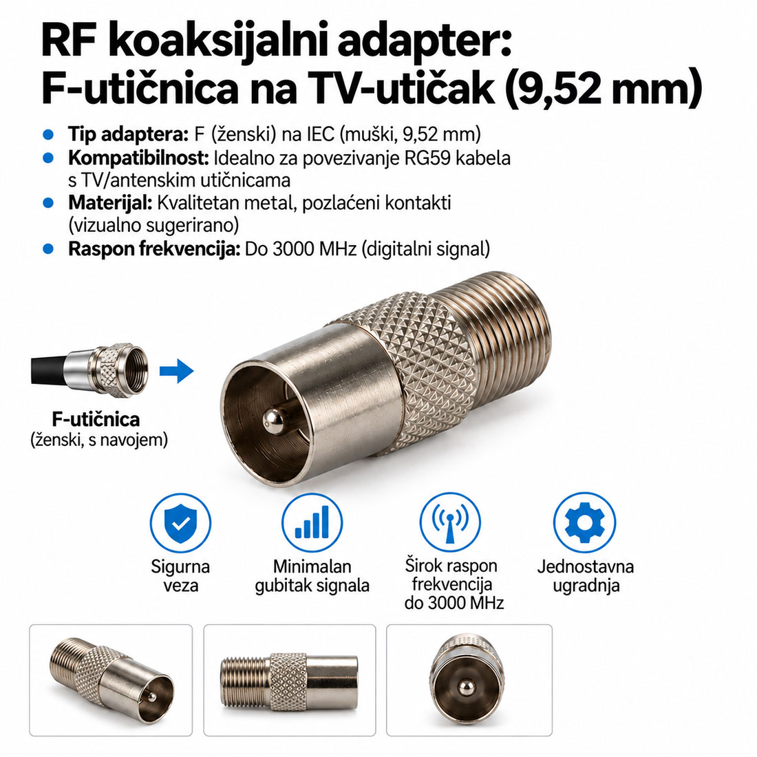 UN12313 Konektor F RG59/RFA utikač