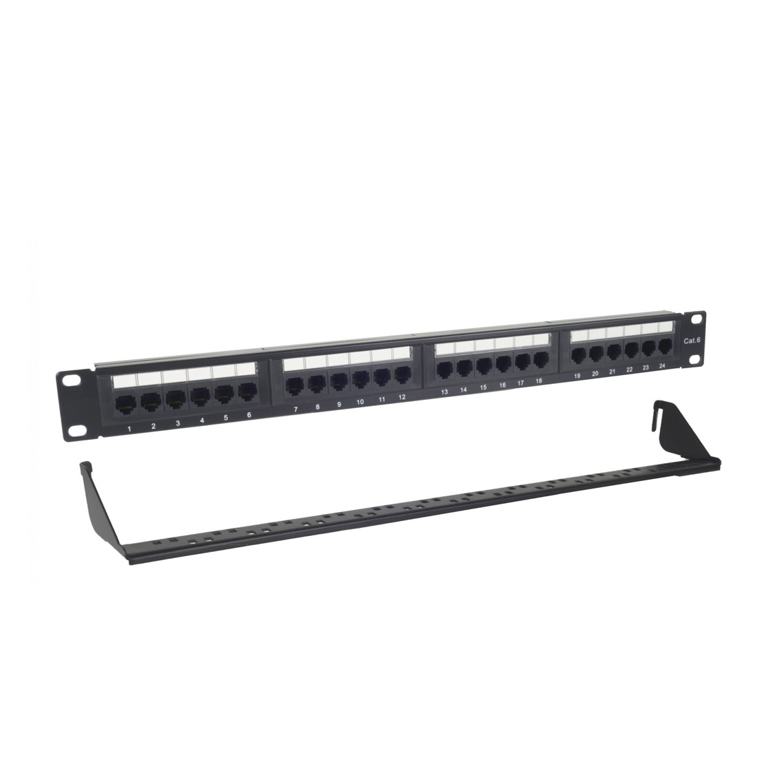 UN17201 Patch panel 24port 1U 19" Cat6 UTP/str. nosać