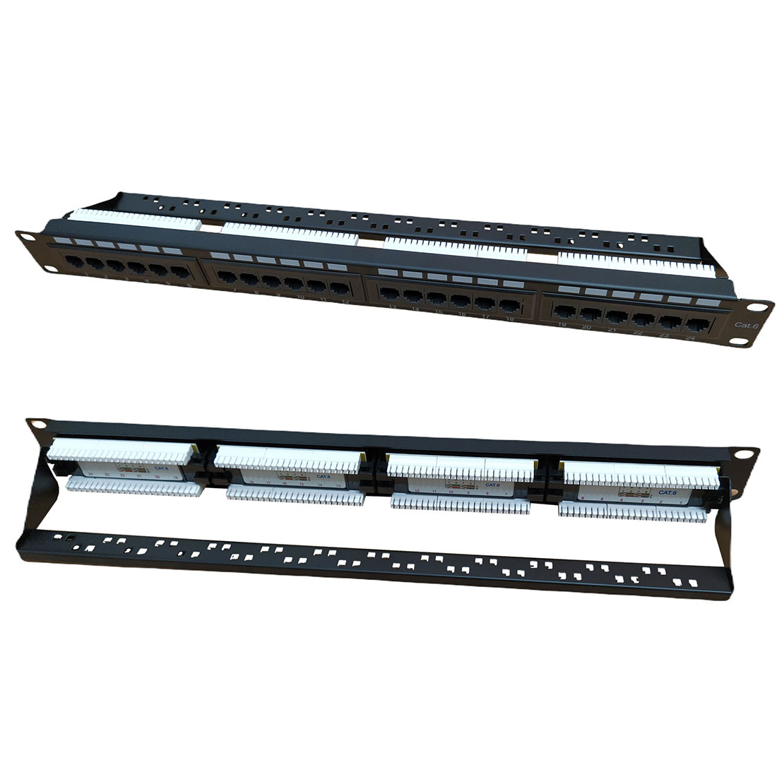 UN17201 Patch panel 24port 1U 19" Cat6 UTP/str. nosać
