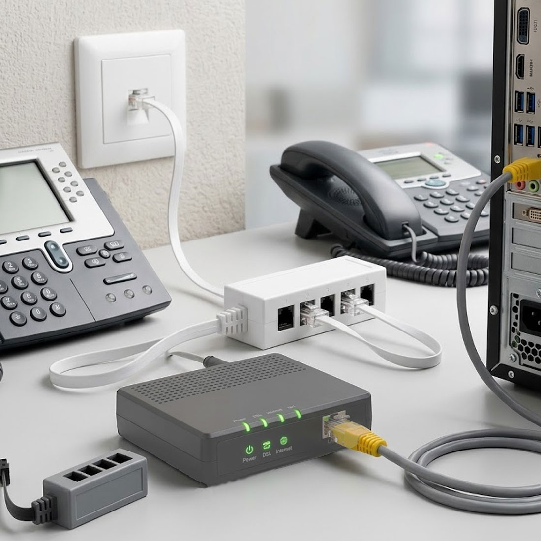 UN12856 Splitter RJ45-4xRJ45 tel