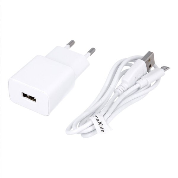 USB Punjač 230V / 5V 2.1A Bijeli s Micro USB Kabelom